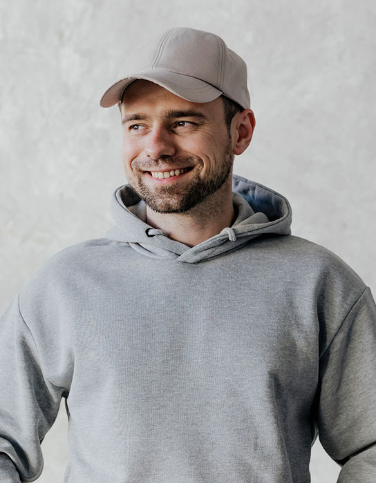 Gray Mesh Hoodie & Gray Cap